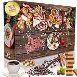 C&T Adventskalender 24 Aromatisierte Kaffees - Flavoured Coffee (Ganze Bohnen) mit vielen leckeren Sorten - Apfelstrudel,Karamell, Irish Cream, Zimtschnecken, Vanille-Toffee - Weihnachts-Kalender für Erwachsene - Aromatisierter Kaffee