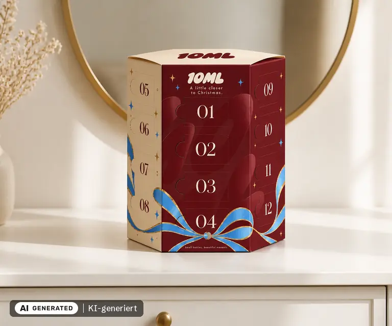 KI-generierte Illustration: 10ML Parfum-Adventskalender 2026 für sie, 24 Türchen