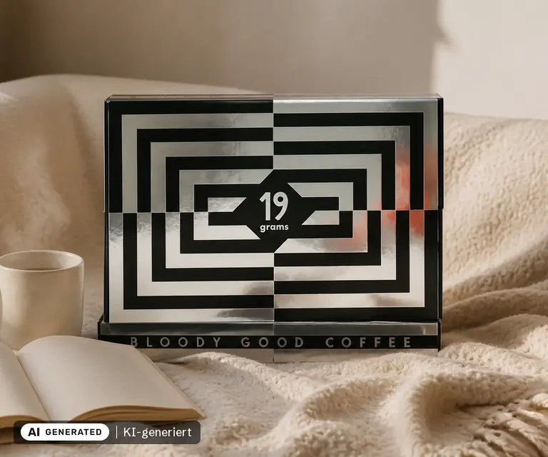 KI-generierte Illustration: 19grams Kaffee-Adventskalender Espresso 2026, 24 Türchen