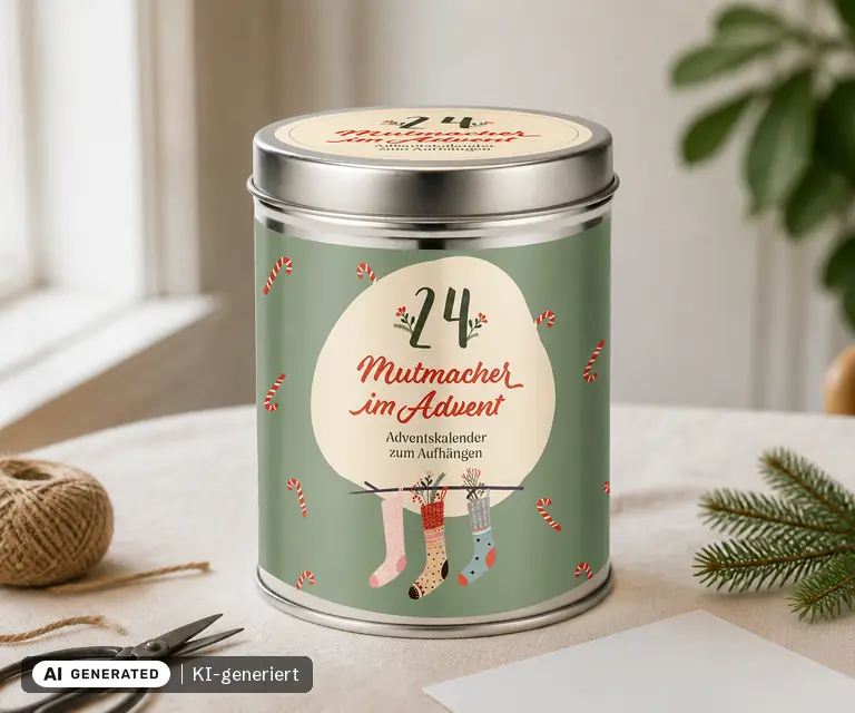 KI-generierte Illustration: 24 Mutmacher im Advent - Adventskalender, 24 Türchen