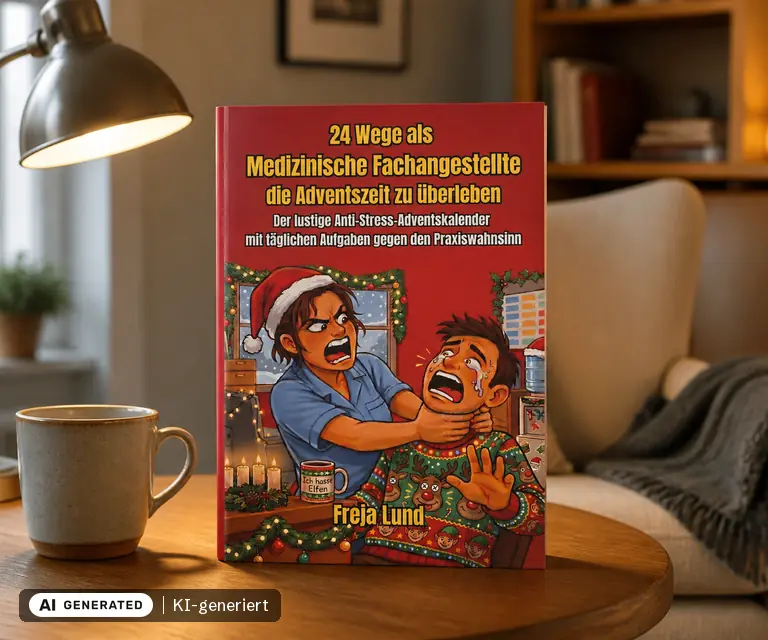 KI-generierte Illustration: 24 Wege als Medizinische Fachangestellte, die Adventszeit zu überleben Der lustige Anti-Stress-Adventskalender mit täglichen Aufgaben gegen den Praxis, 24 Türchen