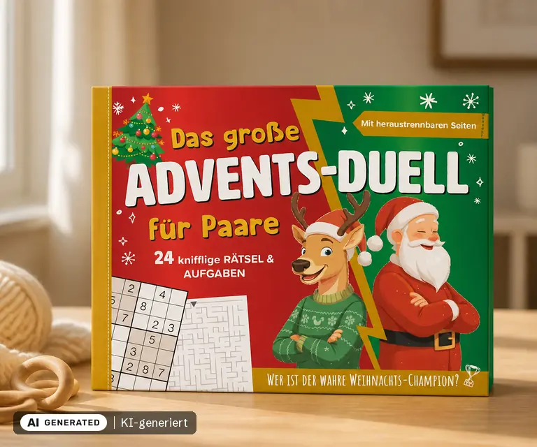 KI-generierte Illustration: Adventskalender Duell, 24 Türchen