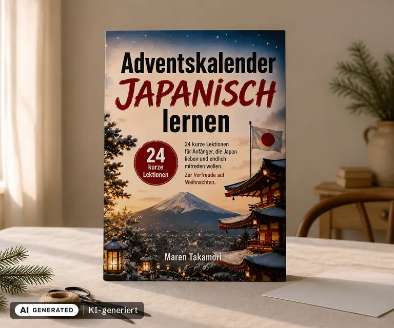 KI-generierte Illustration: Adventskalender Japanisch lernen, 24 Türchen