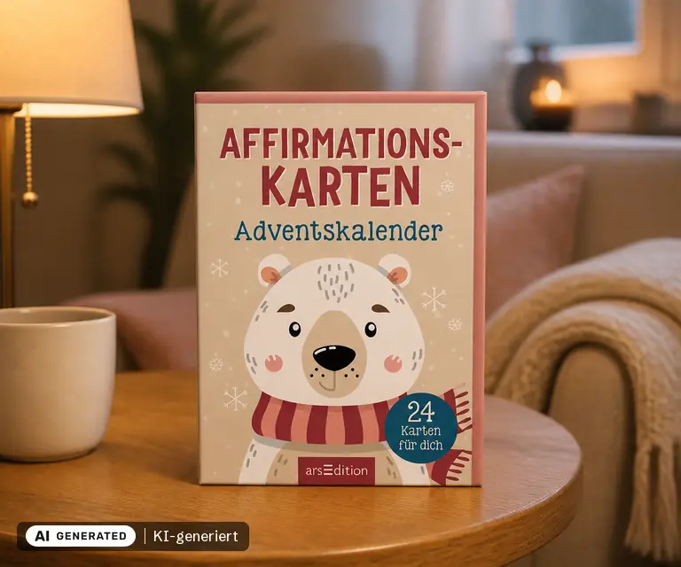 KI-generierte Illustration: Affirmationskarten Adventskalender, 24 Türchen