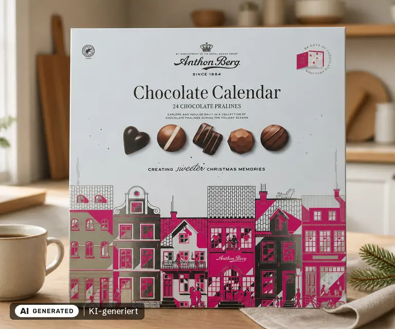 KI-generierte Illustration: Anthon Berg Chocolate Adventskalender