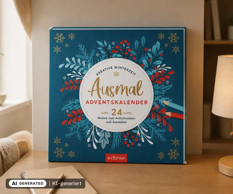 KI-generierte Illustration: Ausmal-Adventskalender: Kreative Winterzeit (arsedition), 24 Türchen