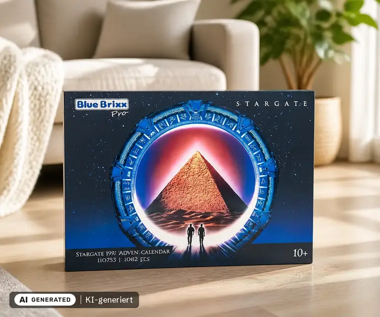 KI-generierte Illustration: BlueBrixx Adventskalender Stargate Film 1994 (110369), 24 Türchen