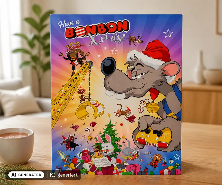 KI-generierte Illustration: BonBon X-Mas Kalender 390g Adventskalender