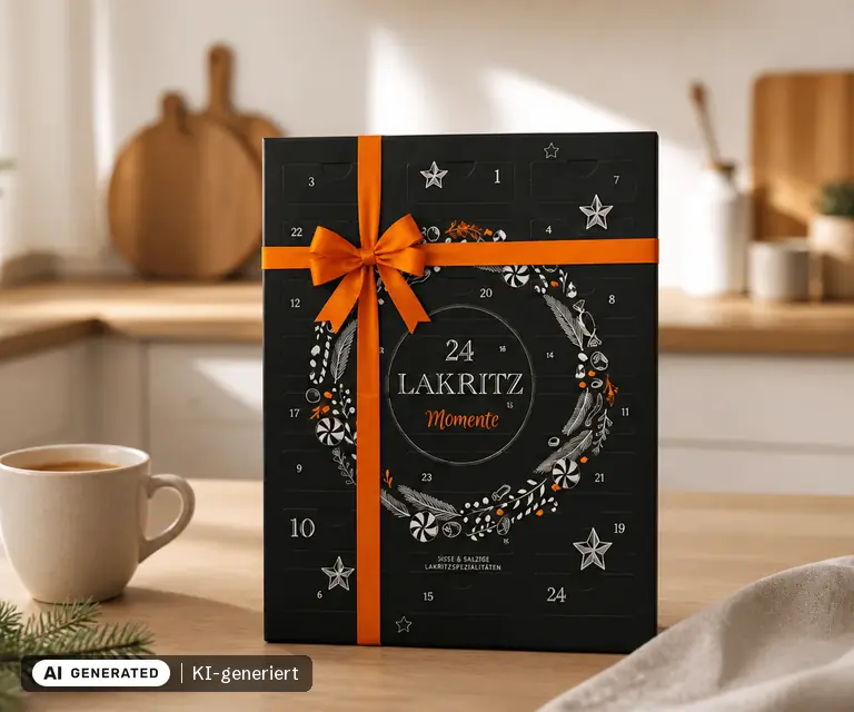 KI-generierte Illustration: BOXILAND Lakritz-Adventskalender 2026, 24 Türchen