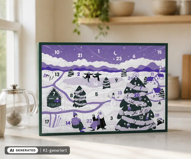 KI-generierte Illustration: Coffee Circle Kaffee-Adventskalender 2026 (Limited Edition), 24 Türchen