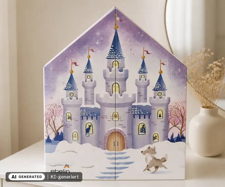 KI-generierte Illustration: ebelin Adventskalender Haar-Accessoires für Kids 2026, 24 Türchen