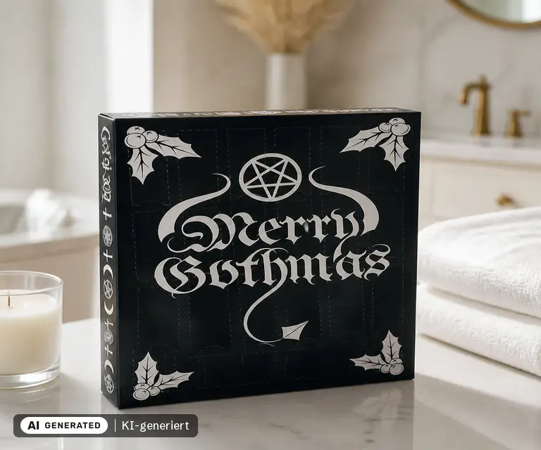 KI-generierte Illustration: Gothicana by EMP Socken-Adventskalender 2026, 24 Türchen