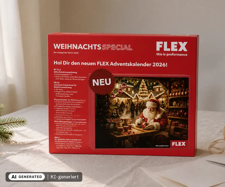 KI-generierte Illustration: Flex Werkzeug Adventskalender, 24 Türchen