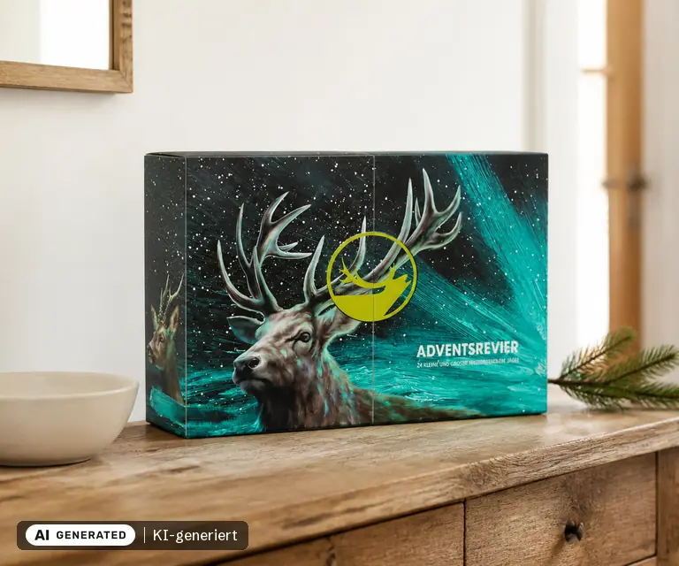 KI-generierte Illustration: Frankonia Adventsrevier 2026, 24 Türchen