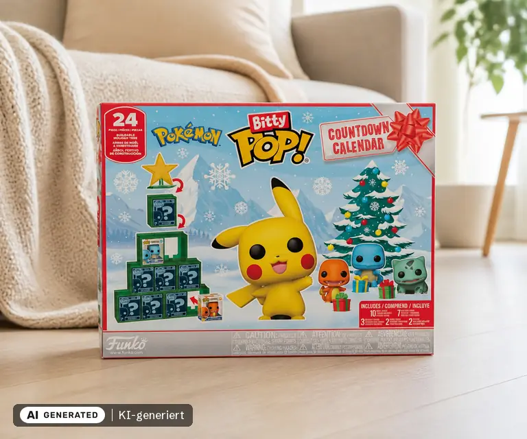 KI-generierte Illustration: Funko Bitty POP! Countdown-Kalender Pokémon, 24 Türchen