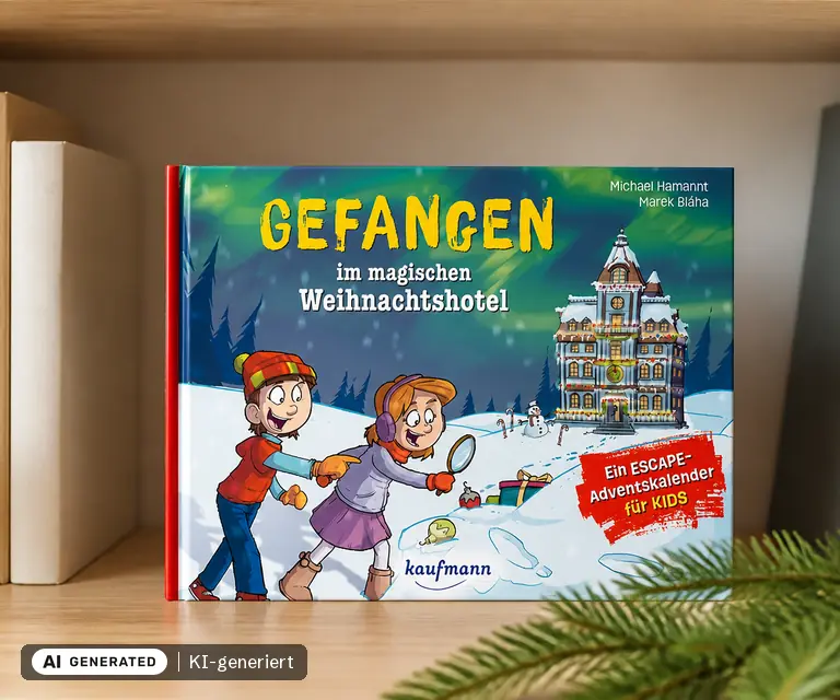 KI-generierte Illustration: Gefangen im magischen Weihnachtshotel - Ein Escape-Adventskalender für Kids, 24 Türchen