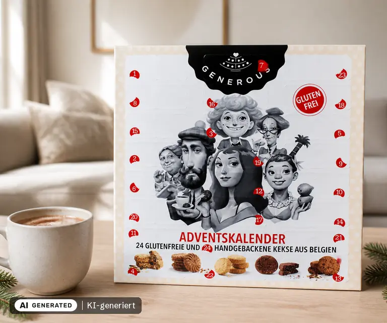 KI-generierte Illustration: Generous Cookie Adventskalender glutenfrei