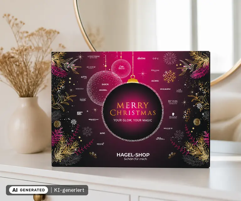 KI-generierte Illustration: HAGEL-SHOP Adventskalender 2026, 24 Türchen