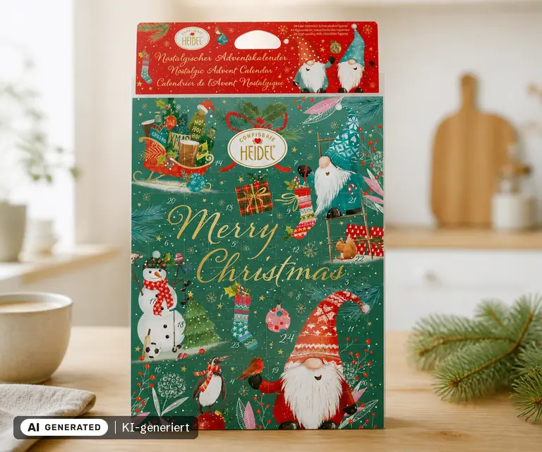 KI-generierte Illustration: Heidel 'Weihnachtswichtel' Adventskalender, 24 Türchen