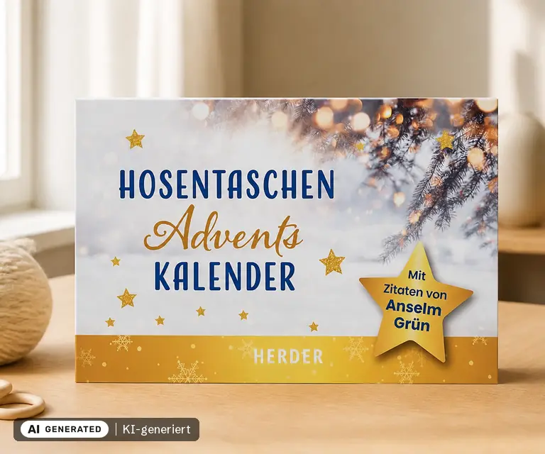 KI-generierte Illustration: Hosentaschenadventskalender 2026 - mit Fotos, 24 Türchen