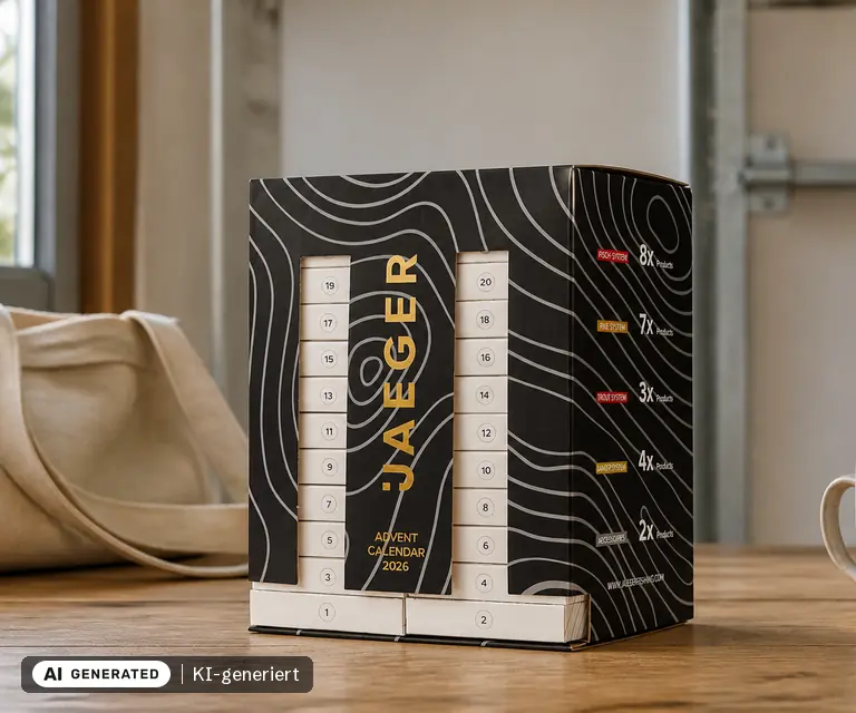 KI-generierte Illustration: Jaeger Angel-Adventskalender 2026 (Limited Edition), 24 Türchen