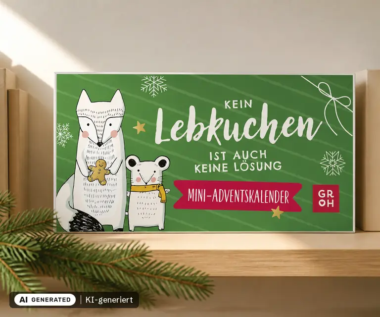 KI-generierte Illustration: Kein Lebkuchen ist auch keine Lösung: Mini-Adventskalender, 24 Türchen