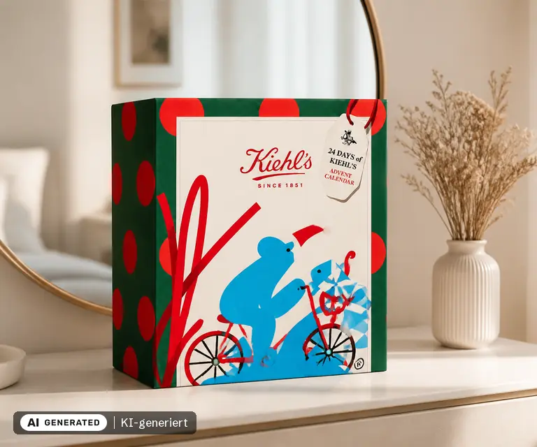 KI-generierte Illustration: Kiehl's 24-Tage-Adventskalender 2026, 24 Türchen