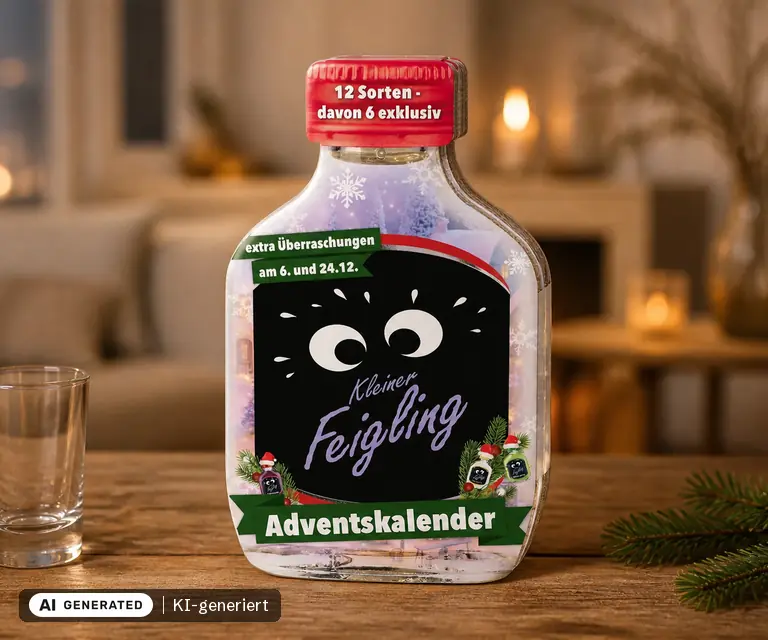 KI-generierte Illustration: Kleiner Feigling Adventskalender 2026, 24 Türchen