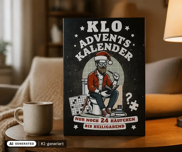 KI-generierte Illustration: Klo-Adventskalender: Nur noch 24 Häufchen bis Heiligabend, 24 Türchen