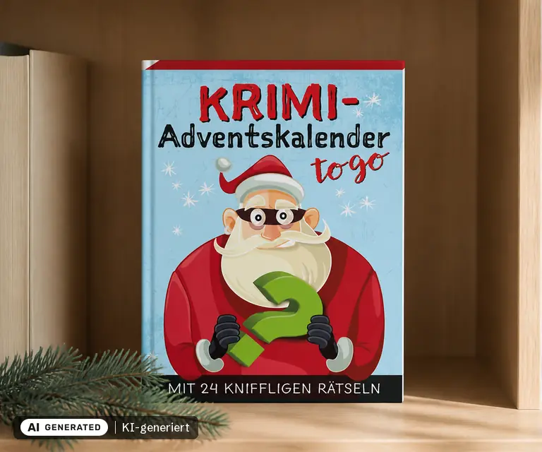 KI-generierte Illustration: Krimi-Adventskalender to go 6, 24 Türchen
