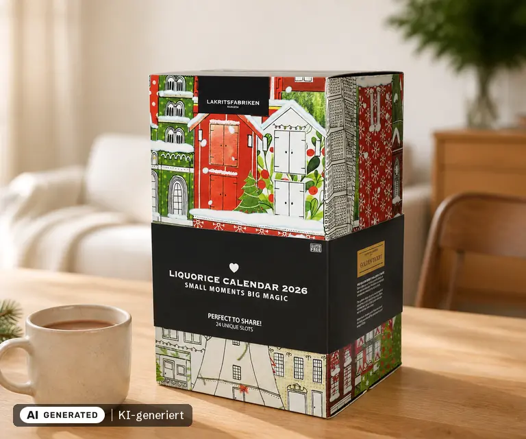 KI-generierte Illustration: Lakritsfabriken Liquorice Adventskalender, 24 Türchen