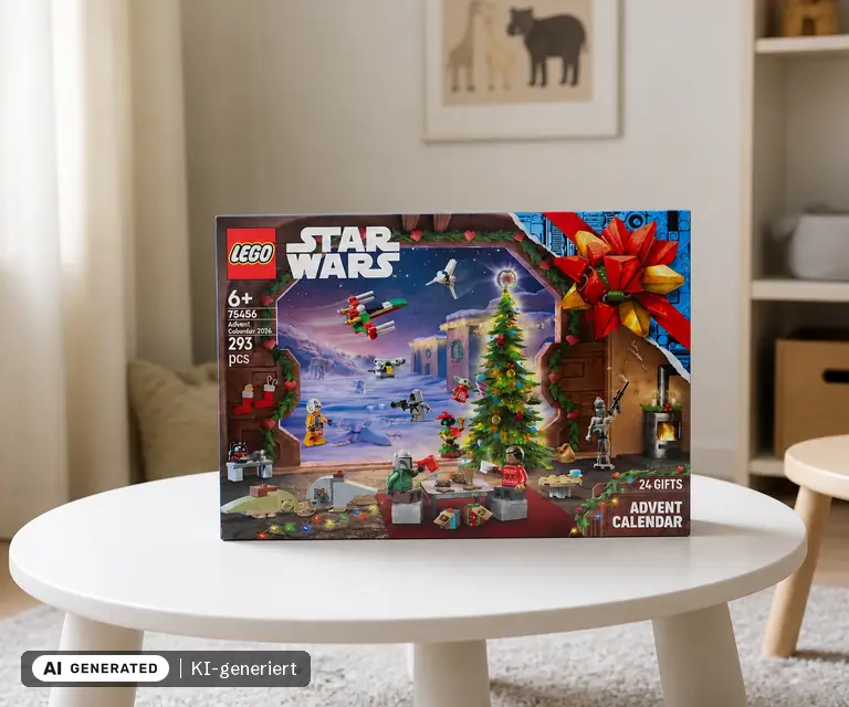 KI-generierte Illustration: LEGO Star Wars Adventskalender 2026 (75456), 24 Türchen