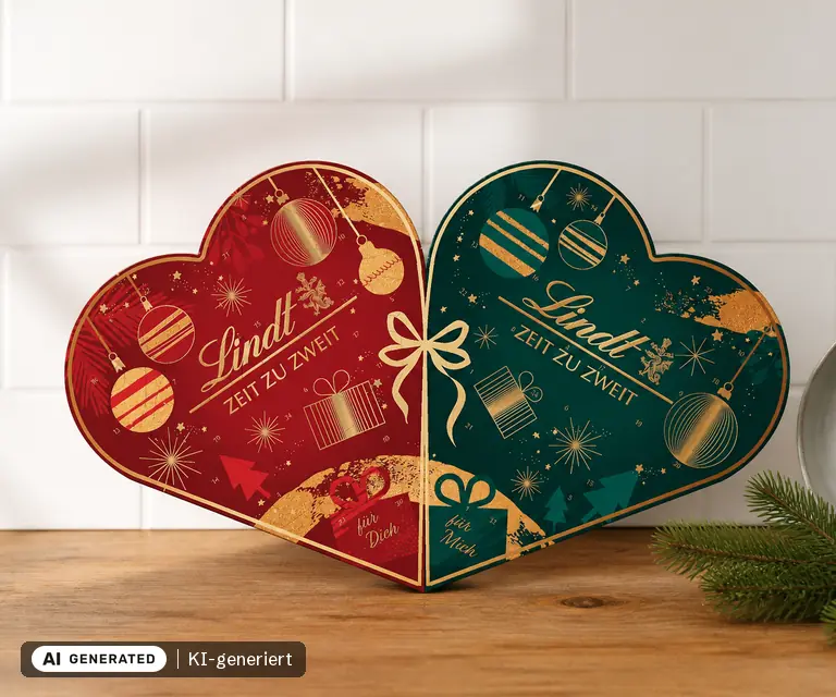 KI-generierte Illustration: Lindt Adventskalender für Zwei 2026 (510 g), 24 Türchen
