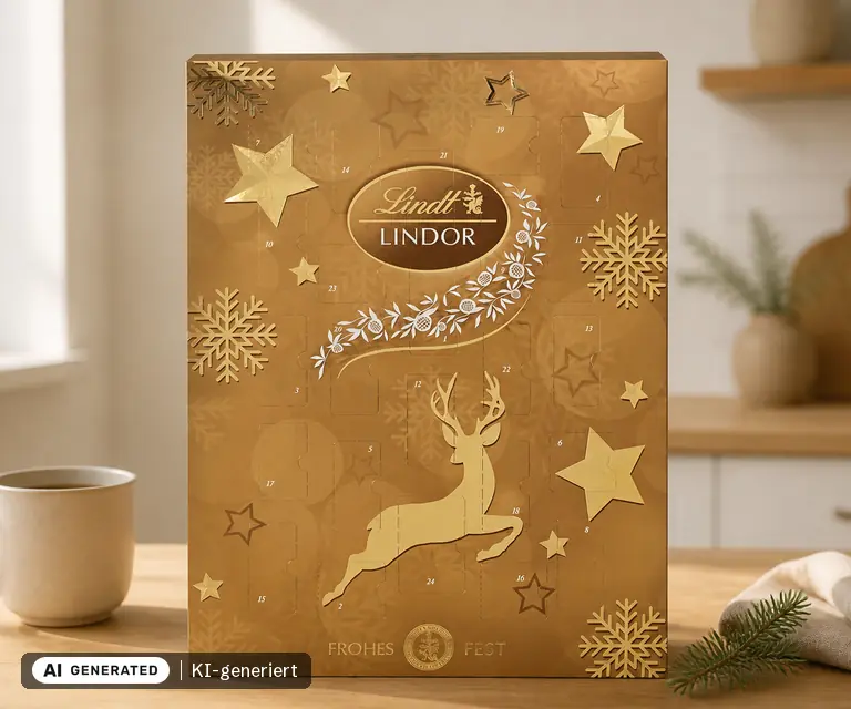 KI-generierte Illustration: Lindt LINDOR Adventskalender 2026 (290 g), 24 Türchen