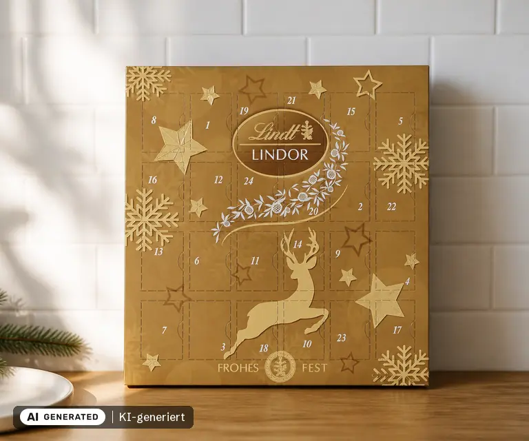 KI-generierte Illustration: Lindt Lindor Mini Tisch Adventskalender