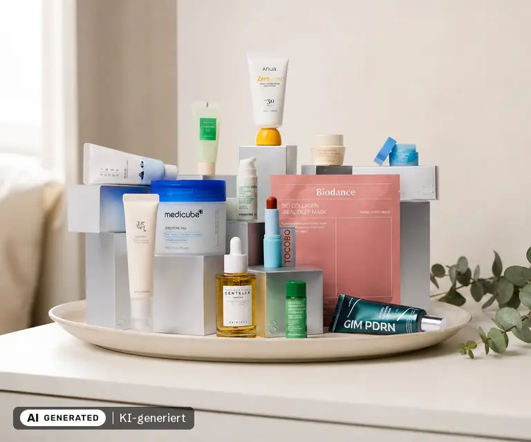 KI-generierte Illustration: LOOKFANTASTIC K-Beauty Adventskalender 2026 (12 Tage), 12 Türchen