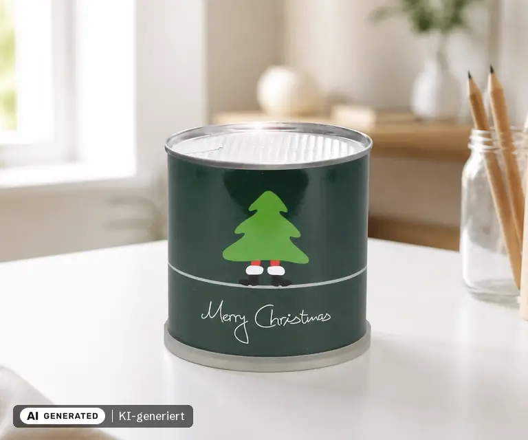 KI-generierte Illustration: MacFlowers Tannenbaum in der Dose