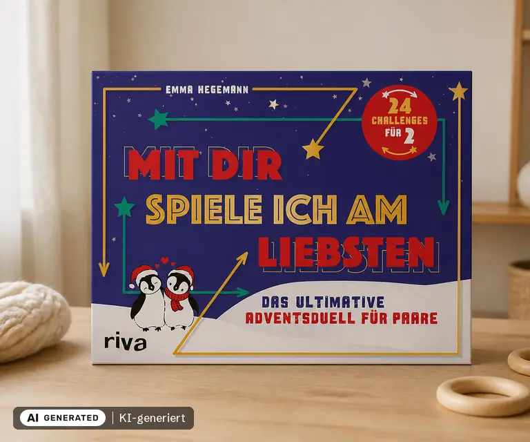 KI-generierte Illustration: Mit dir spiele ich am liebsten, Der ultimative Paarduell-Adventskalender, 24 Türchen