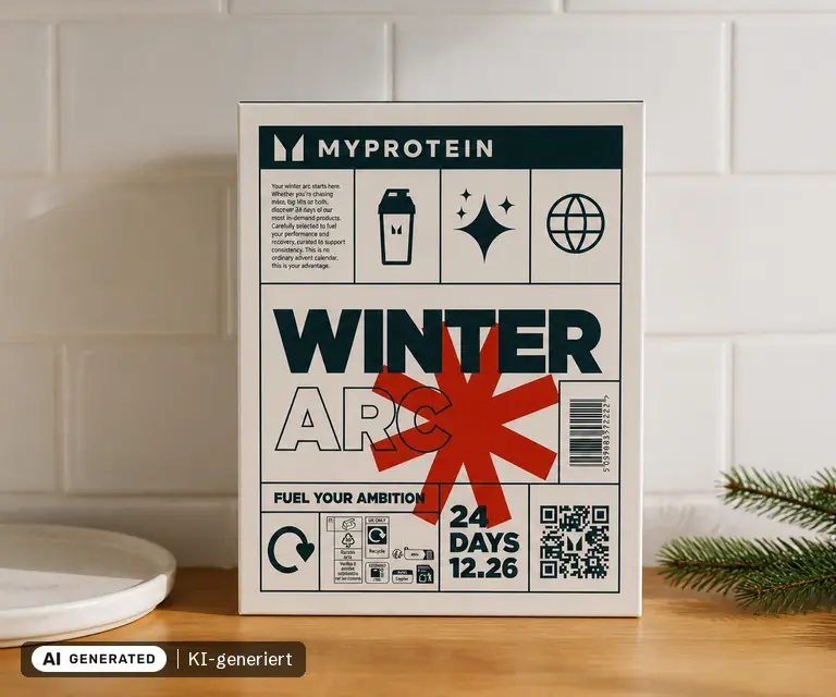 KI-generierte Illustration: Myprotein Adventskalender 2026, 24 Türchen
