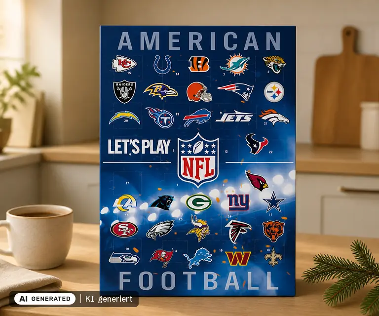 KI-generierte Illustration: NFL Adventskalender, 24 Türchen