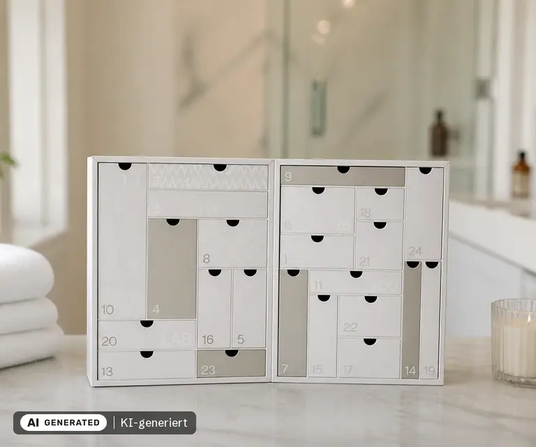 KI-generierte Illustration: Niche Beauty Lab The Beauty Countdown 2026, 24 Türchen