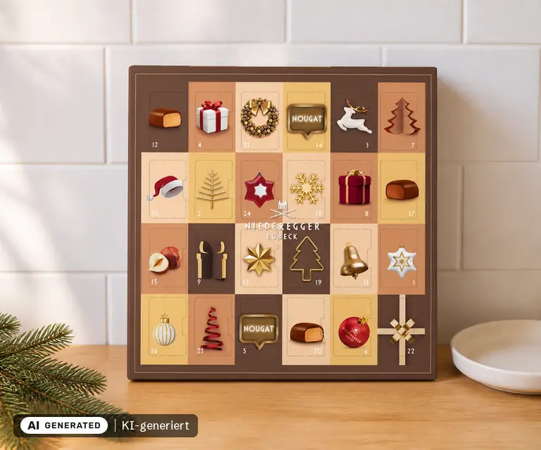KI-generierte Illustration: Niederegger Mini-Adventskalender »Nougat« (180 g), 24 Türchen