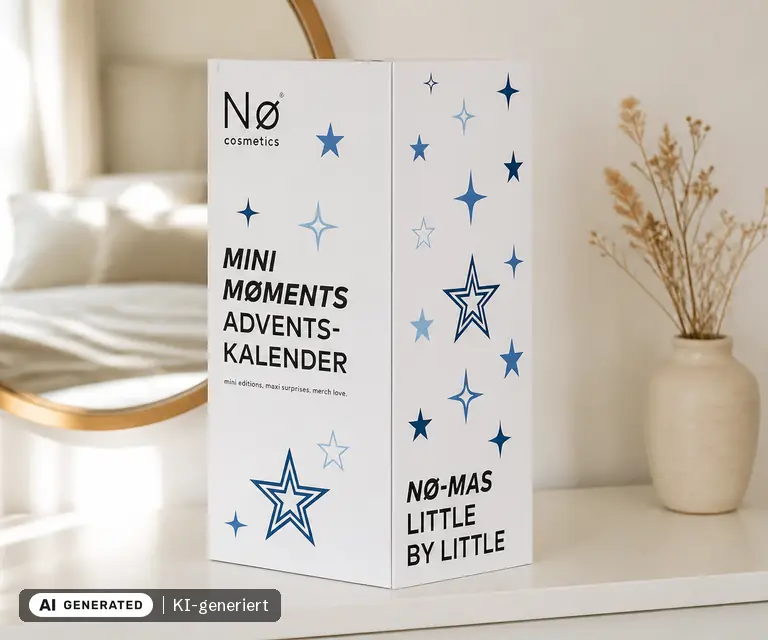 KI-generierte Illustration: Nø Cosmetics Mini Møments Adventskalender 2026, 24 Türchen