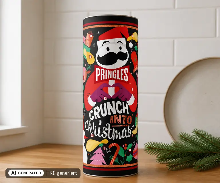 KI-generierte Illustration: Pringles Adventskalender Premium Edition (Huber-Kölle), 24 Türchen