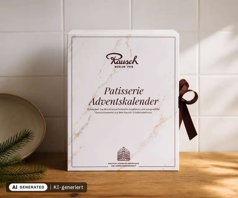 KI-generierte Illustration: Rausch Patisserie-Adventskalender 2026, 24 Türchen