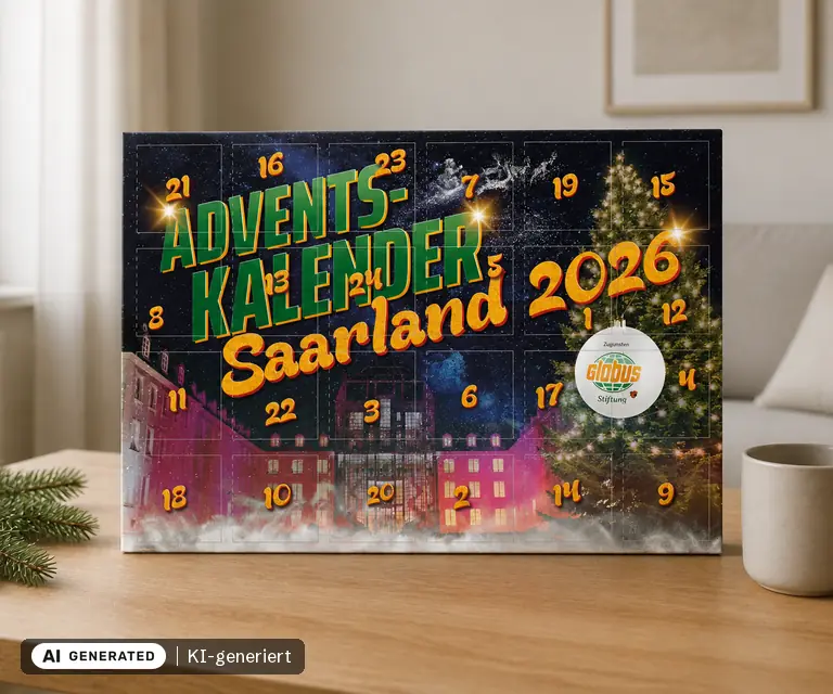 KI-generierte Illustration: Der Saarland Adventskalender 2026, 24 Türchen