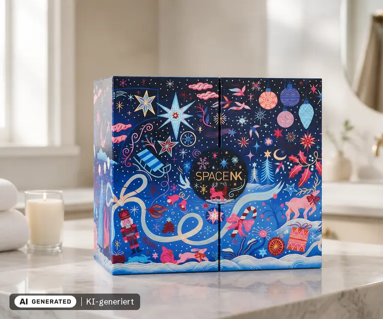 KI-generierte Illustration: Space NK Beauty Advent Calendar 2026, 25 Türchen