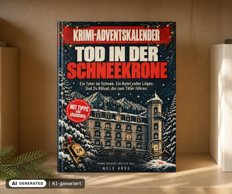 KI-generierte Illustration: Tod in der Schneekrone - Krimi-Adventskalender für Erwachsene, 24 Türchen