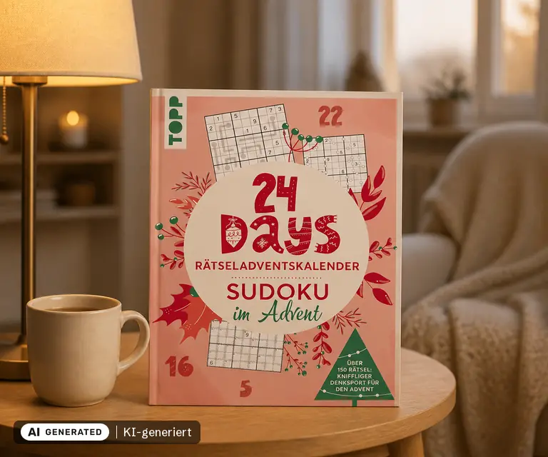 KI-generierte Illustration: 24 DAYS RÄTSELADVENTSKALENDER – Sudoku im Advent, 24 Türchen