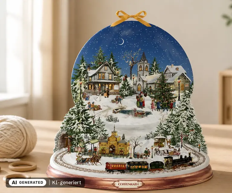 KI-generierte Illustration: Wand-Adventskalender, Schneekugel Winterzauber, 24 Türchen